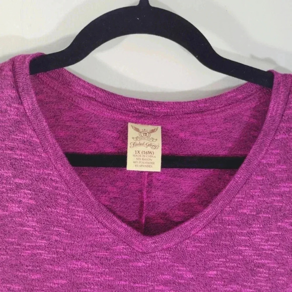 Faded Glory Top 3/4 Sleeve Cold Shoulder Lightweight Sweater Purple Pink 1x - Picture 3 of 14